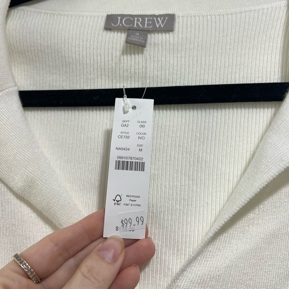 J. Crew Ivory Ribbed V-Neck Top - Picture 5 of 7